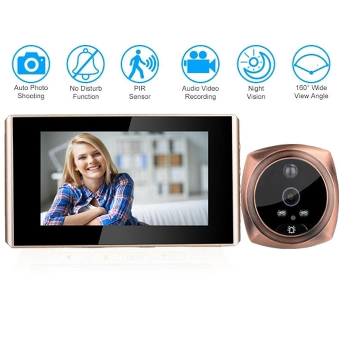 4.3 Inch Lcd Colour Screen Digital Door Eye Doorbell Electronic Peephole Door Camera Viewer Gold