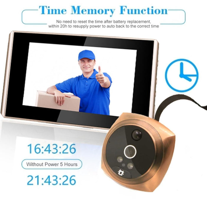 4.3 Inch Lcd Colour Screen Digital Door Eye Doorbell Electronic Peephole Door Camera Viewer Gold