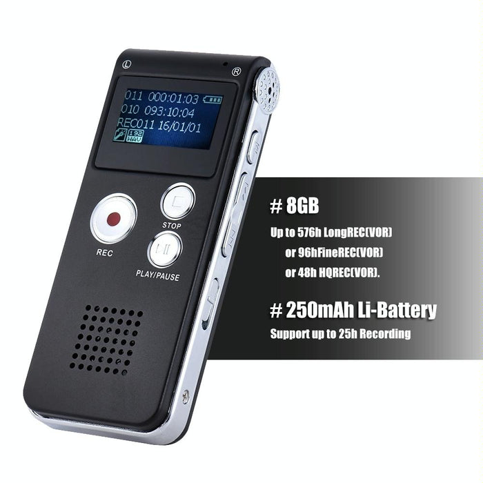 Voice Recorder Usb Professional Dictaphone Digital Audio With Wav Mp3 Player Var Function Record Black