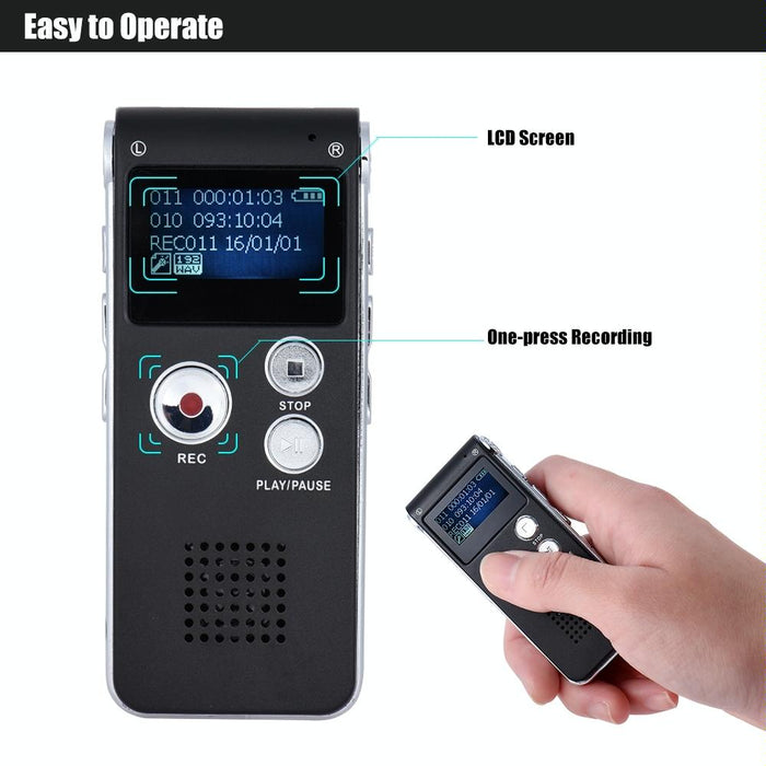 Voice Recorder Usb Professional Dictaphone Digital Audio With Wav Mp3 Player Var Function Record Black