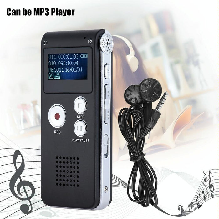 Voice Recorder Usb Professional Dictaphone Digital Audio With Wav Mp3 Player Var Function Record Black