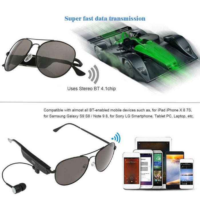 Y88 Wireless Bluetooth Sunglasses Music Earphones Smart Glasses Earbud Hands-Free With Mic