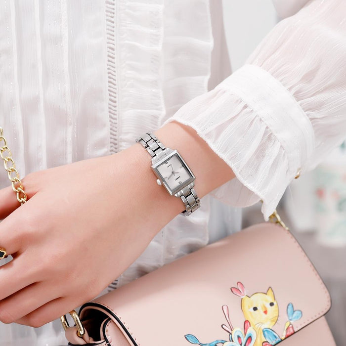 Elegant Square Quartz Watch for Women with Diamonds
