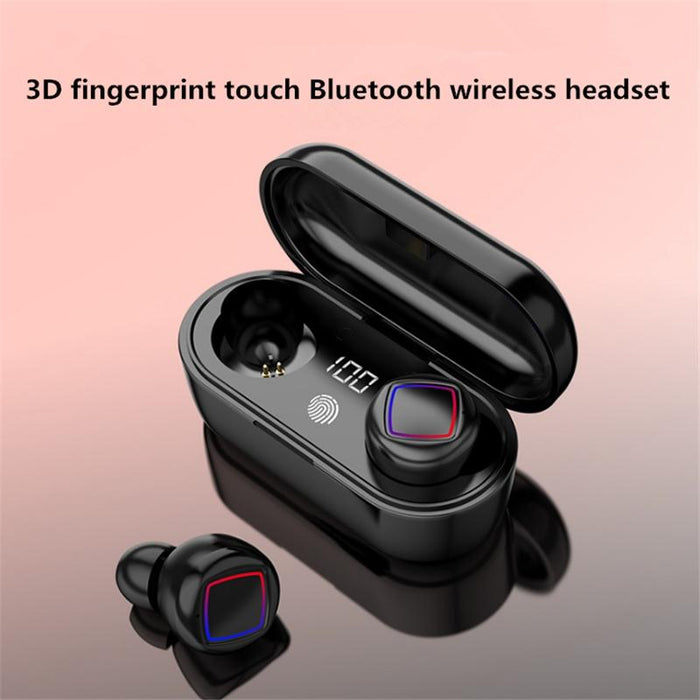 Tws Fingerprint Touch Bluetooth Headset Led Battery Display With Charging Bin