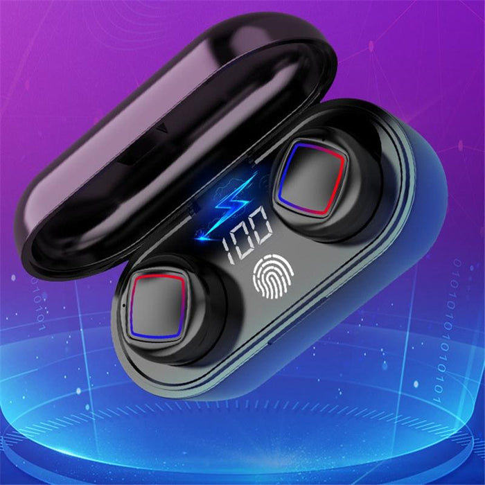 Tws Fingerprint Touch Bluetooth Headset Led Battery Display With Charging Bin