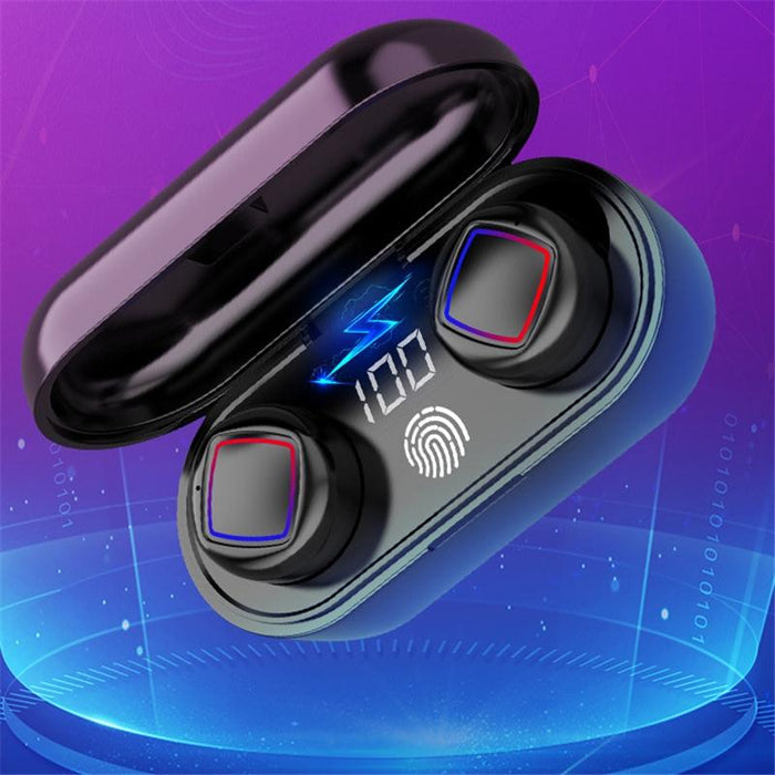 Tws Fingerprint Touch Bluetooth Headset Led Battery Display With Charging Bin