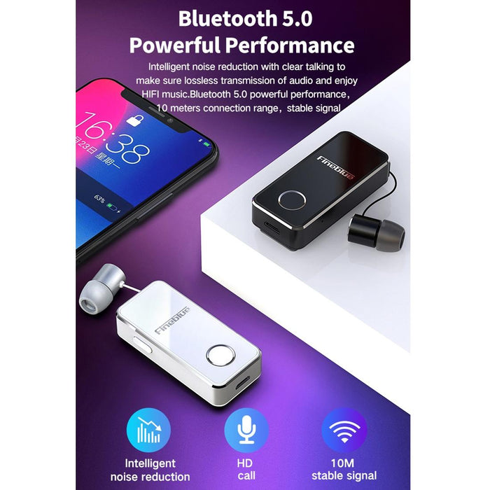 F2 Pro Wireless Bluetooth V5.0 Earphone Hands-Free Vibrating Alert Wear Clip Earphone