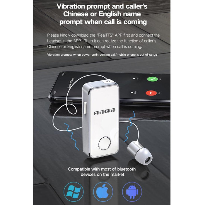 F2 Pro Wireless Bluetooth V5.0 Earphone Hands-Free Vibrating Alert Wear Clip Earphone