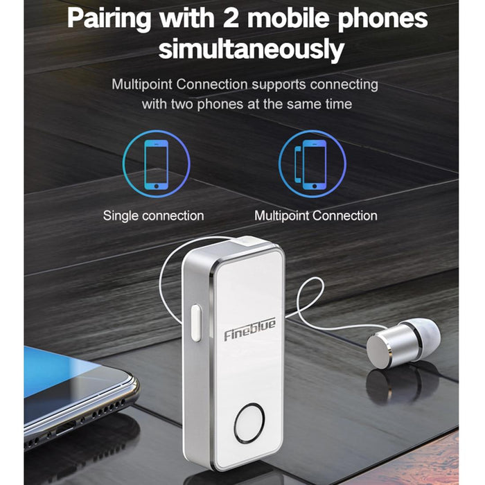 F2 Pro Wireless Bluetooth V5.0 Earphone Hands-Free Vibrating Alert Wear Clip Earphone