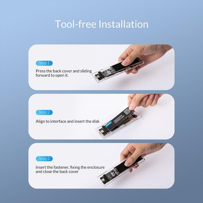 Tool Free M.2 Enclosure With Type c Interface