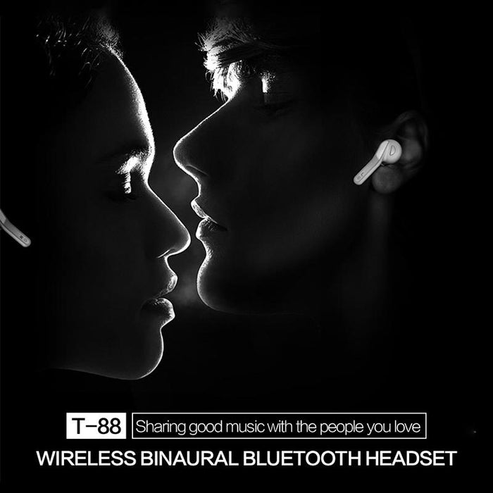 T88 Mini Touch Control Hifi Wireless Bluetooth Earphones Tws Wireless Earbuds With Charger Box