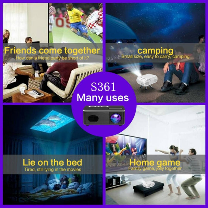 S361 80 Lumens 320 X 240 Pixel Portable Mini Projector Supports 1080P