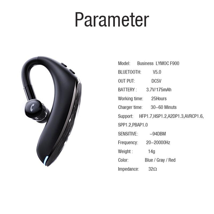 F900 Mini Earhook 180° Freely Rotating Wireless Bluetooth 5.0 Car Handsfree Call Earphones