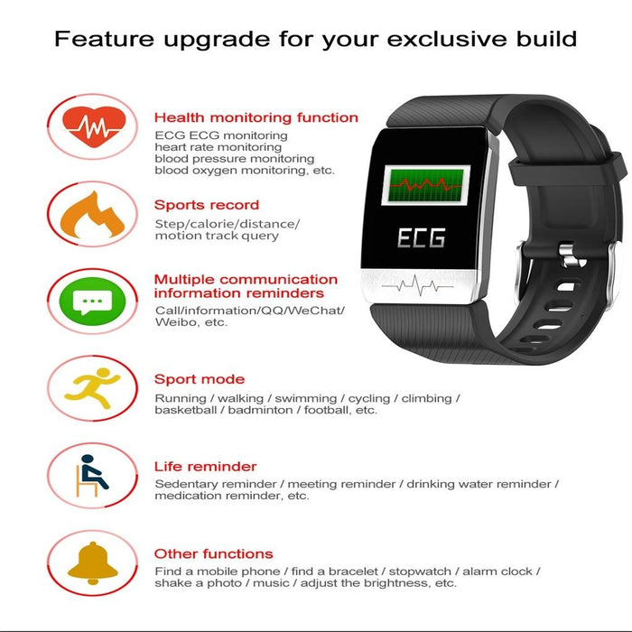 Colour Screen Smart Watch Ip67 Waterproof Call Heart Rate Monitoring Ecg Sleep Tracking