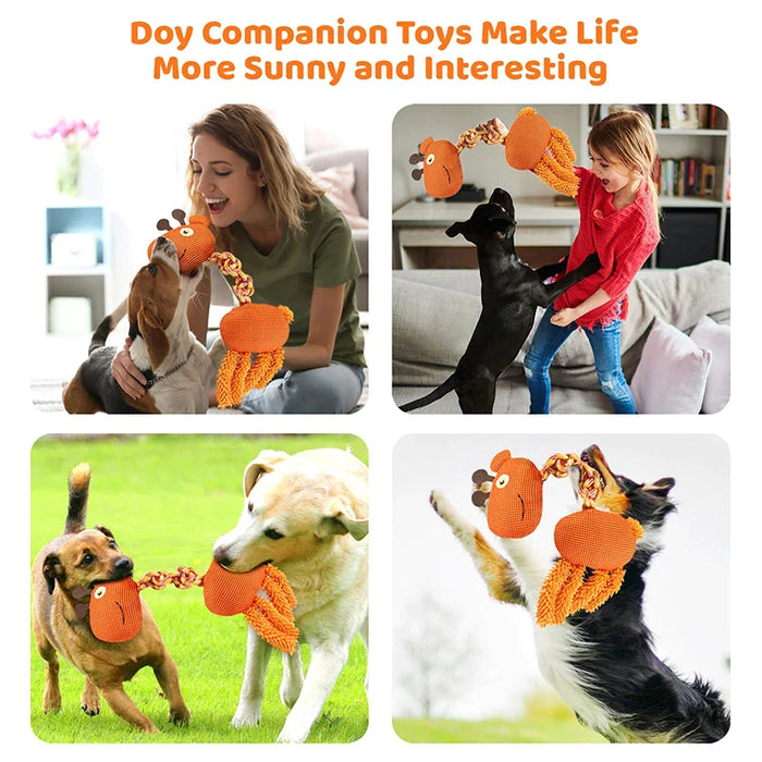 Durable Dog Rope Toy Interactive Squeaky Giraffe