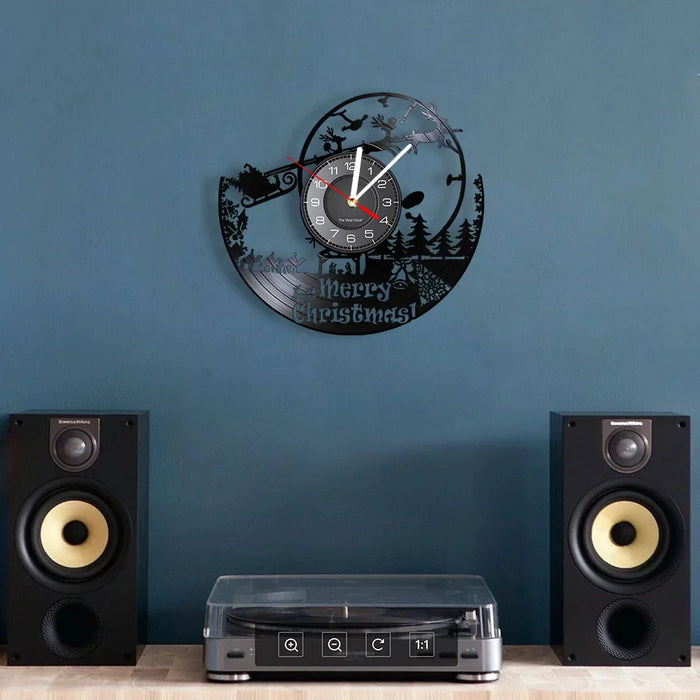 Christmas Santa Vinyl Record Wall Clock