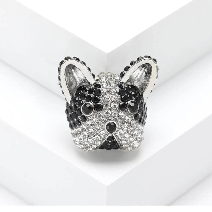 Bulldog Head Rhinestone Lapel Pin Fashion Jewelry For Office Clothing