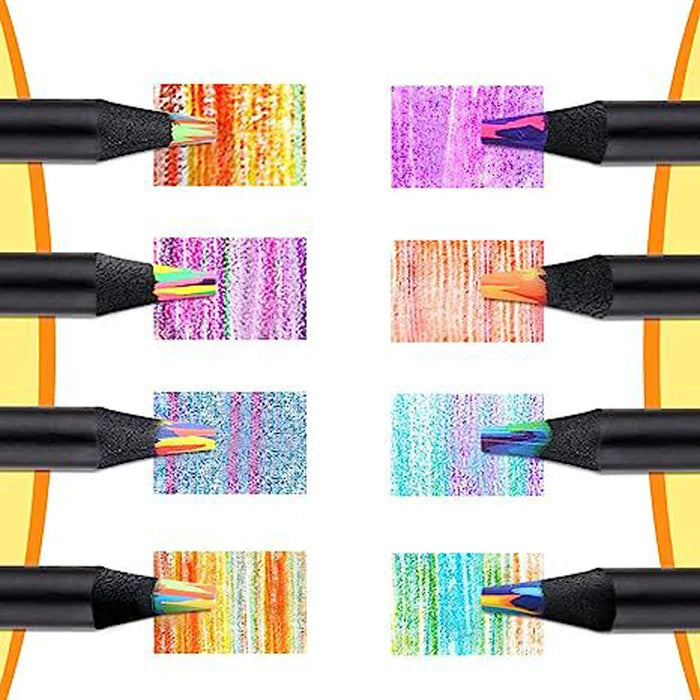 8 Rainbow Pencils Multicoloured Art For Drawing Colouring Sketching