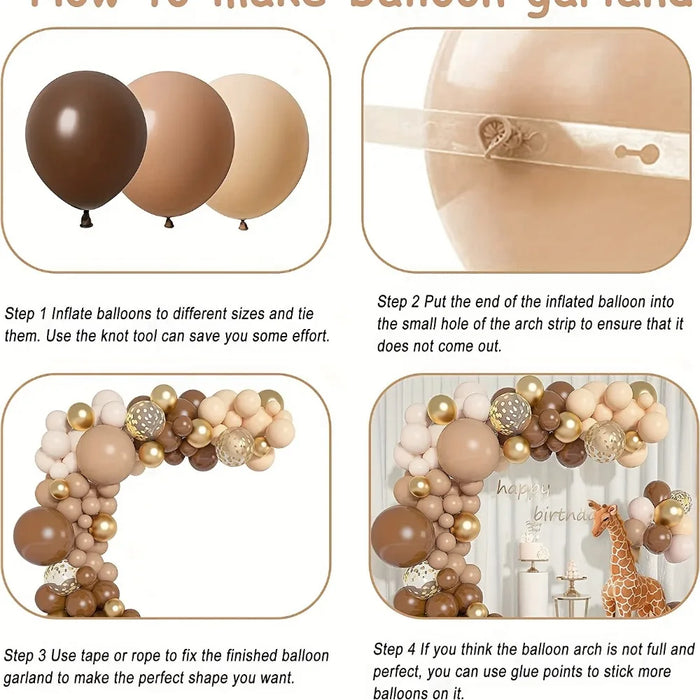 113Pcs Brown Coffee Theme Birthday Balloon Garland Arch Set Suitable For Wedding Anniversary Birthday Party Room Decoration