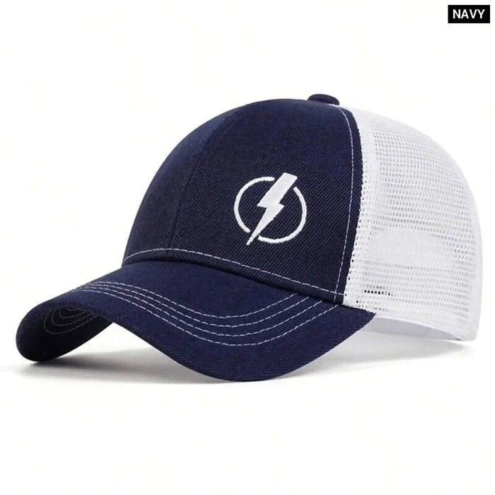 Adjustable Lightning Embroidery Baseball Cap / Hat For Outdoor Sun Protection