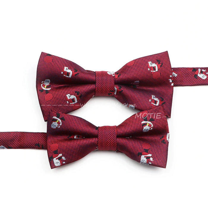 Christmas Bowtie Set Red Snowflake Pattern Parent-Child Matching Polyester Festive Accessory