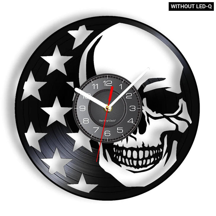 Dark Skull Vinyl Record Wall Clock