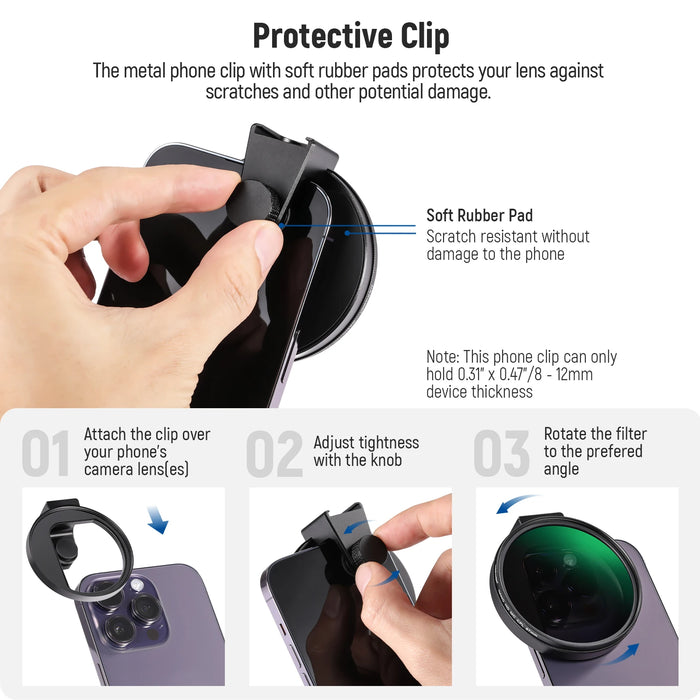 67Mm Phone Camera Cpl Filter With Metal Cold Shoe Clip Compatible With Iphone 15 Pro