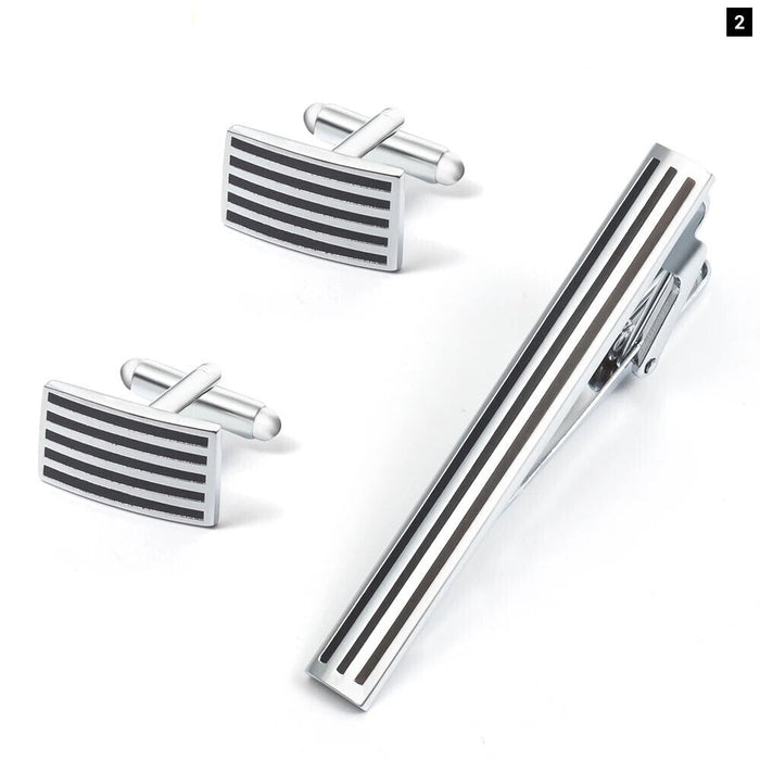 Anchored Style Tie Clip Set With Beard Scissors Pattern Mens Jewelry