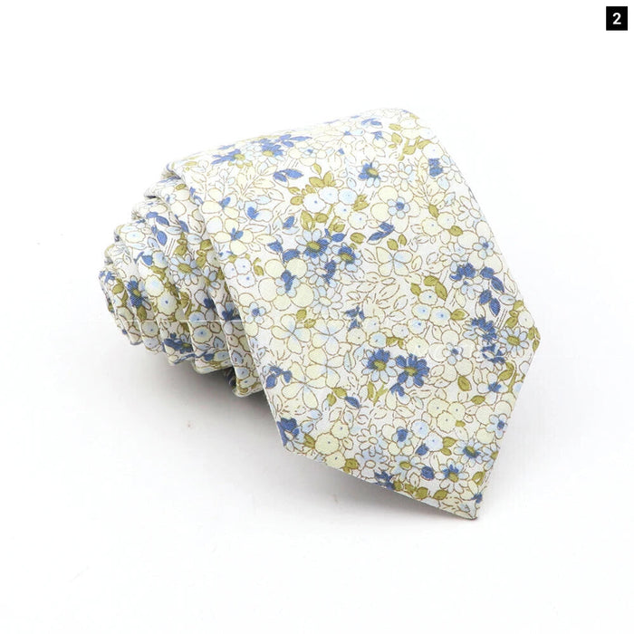 Blue Floral Cotton Ties For Weddings Business And Daily Wear