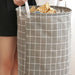 Large Foldable Plaid Fabric Laundry Basket