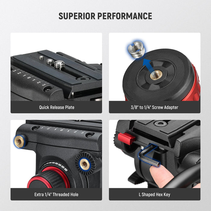 Pro Fluid Head For Dji Rs Gimbals & Manfrotto Handle Stepless Pan & Tilt Heavy Duty All Metal Qr Plate