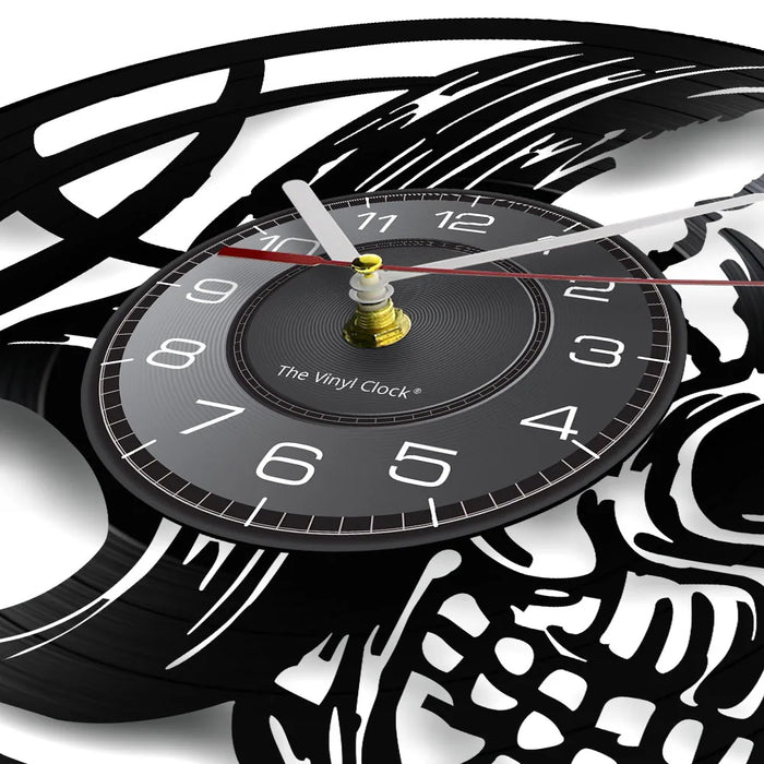 Dark Skull Vinyl Record Wall Clock