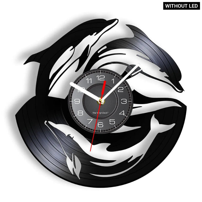 Underwater Dolphin Vinyl Record Wall Clock