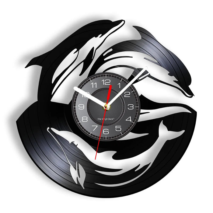 Underwater Dolphin Vinyl Record Wall Clock