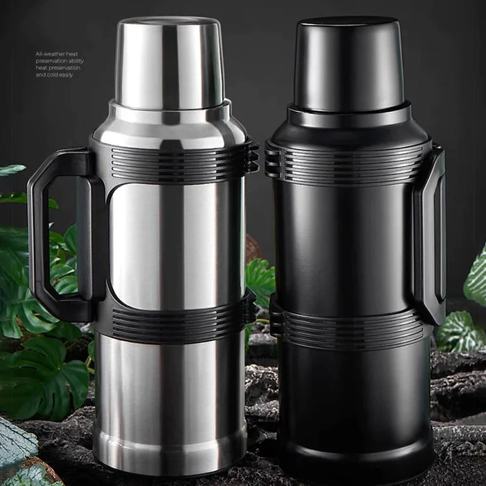 2000ml Black Stainless Steel Water Bottle With Glass Liner