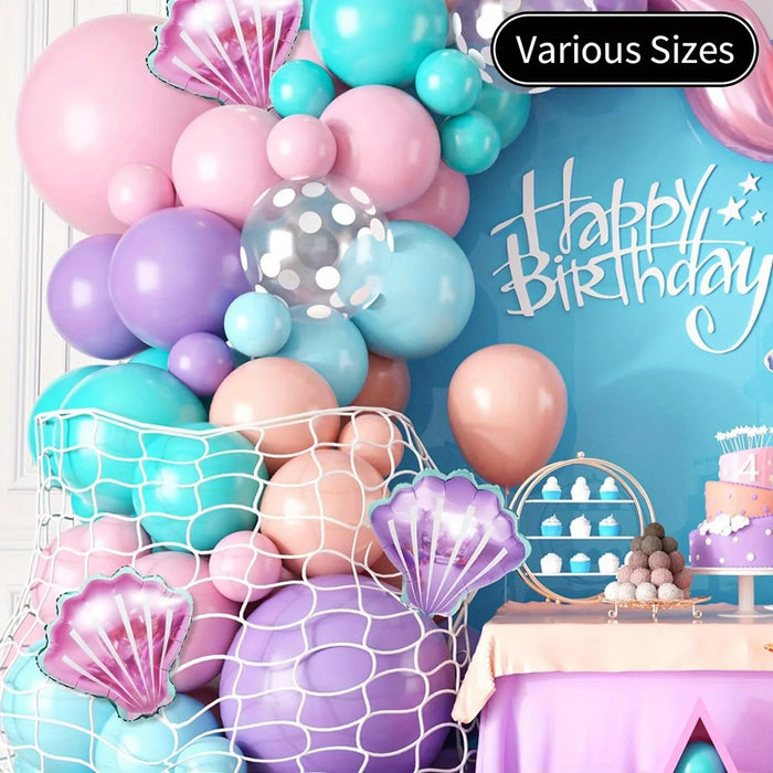 127Pcs Mermaid Balloon Arch Set Pink Purple Orange Blue Dot Balloon Ocean Theme Mermaid Princess Birthday Party Decoration