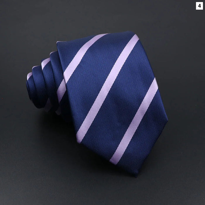 Mens Striped Tie 7Cm Luxury Jacquard Necktie For Business Wedding And Daily Wear