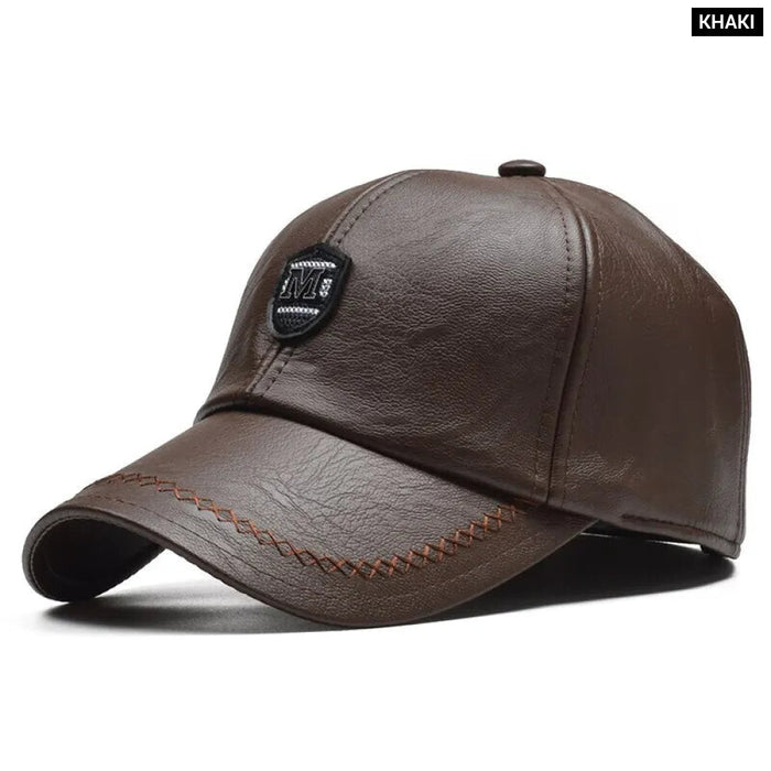 Adjustable Pu Leather Baseball Cap / Hat For Outdoor Wear