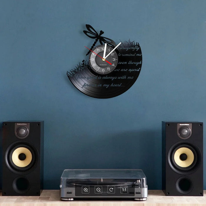 Dragonfly Vinyl Record Wall Clock