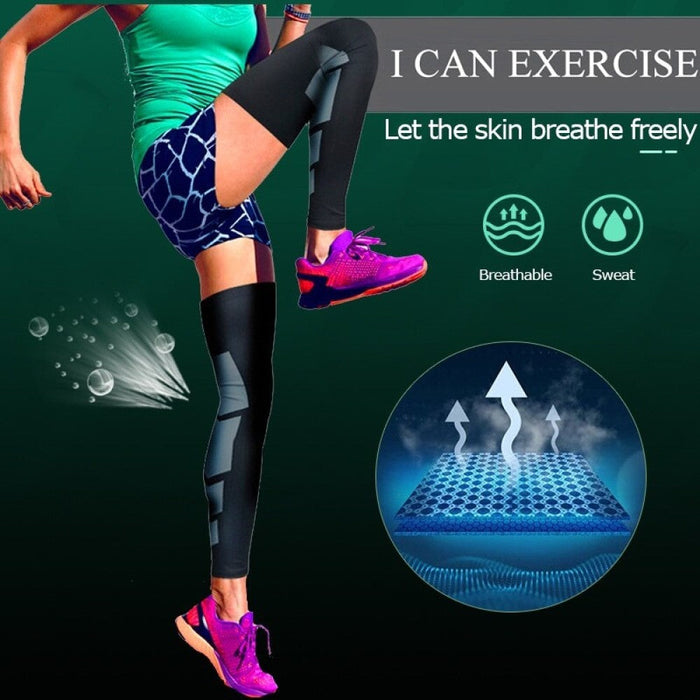 Anti-slip Calf & Shin Splint Sports Compression Long Leg Sleeves For Cycling Running