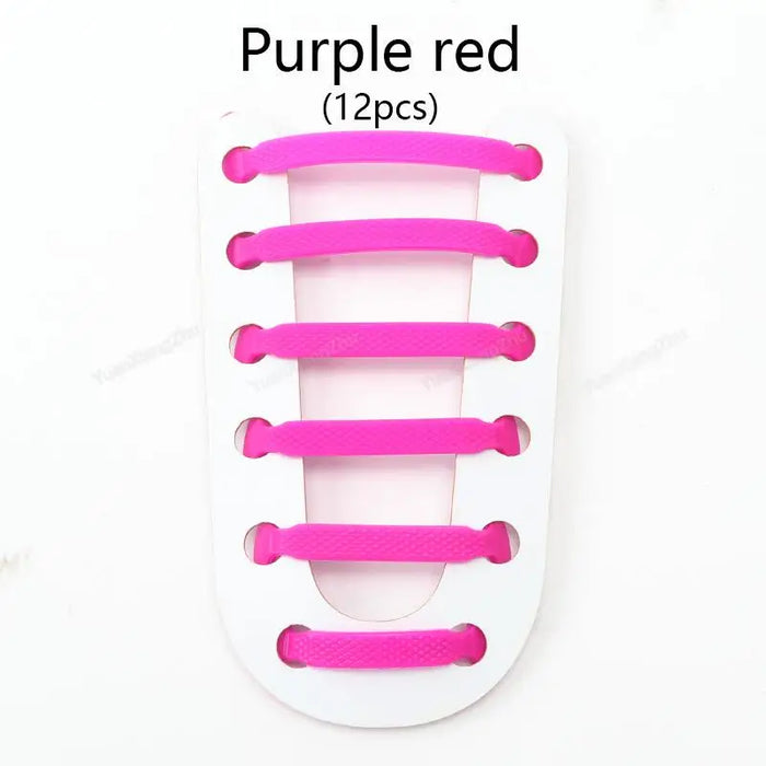 12Pcs Silicone No Tie Elastic Shoe Laces For Kids & Adults Shoes