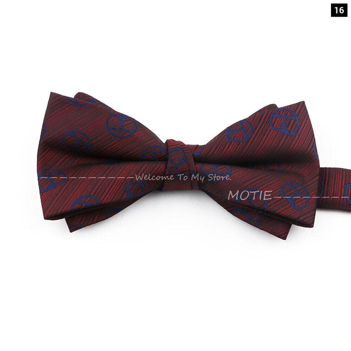 Brown Striped Bowtie For Weddings And Parties