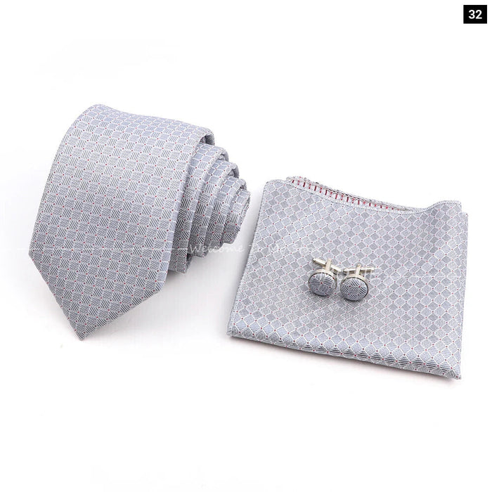 Blue Striped Tie Set For Weddings And Parties