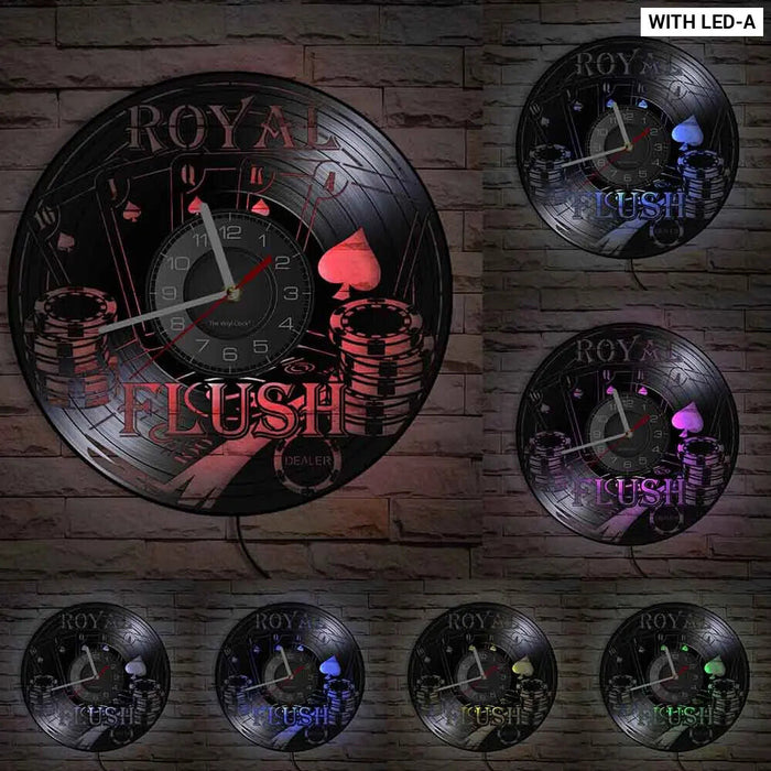 Poker Royal Flush Vinyl Record Wall Clock