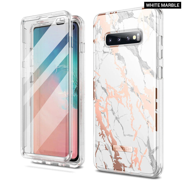 Slim Marble Rugged Case For Samsung Galaxy S10 With Screen Protector