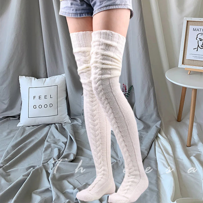 Wool Thigh High Socks For Women