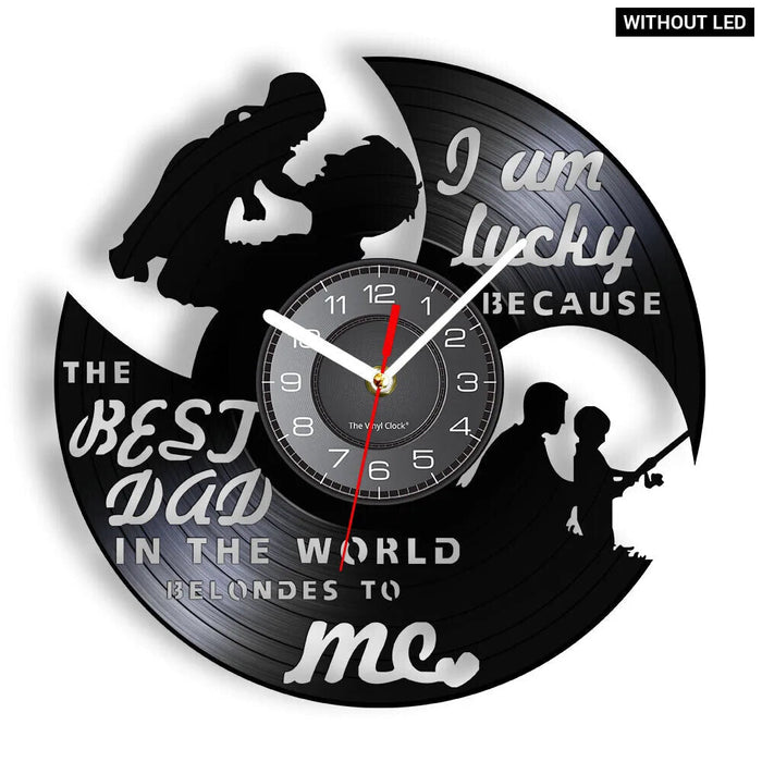 Lucky Me Best Dad Vinyl Lp Wall Clock