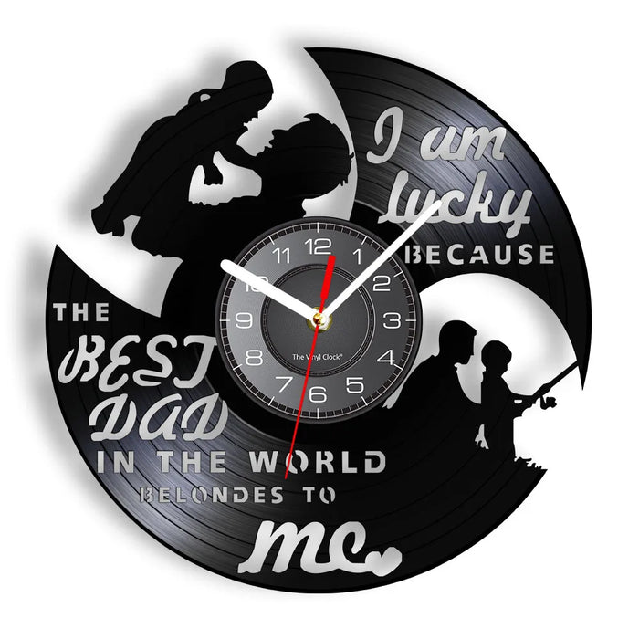 Lucky Me Best Dad Vinyl Lp Wall Clock