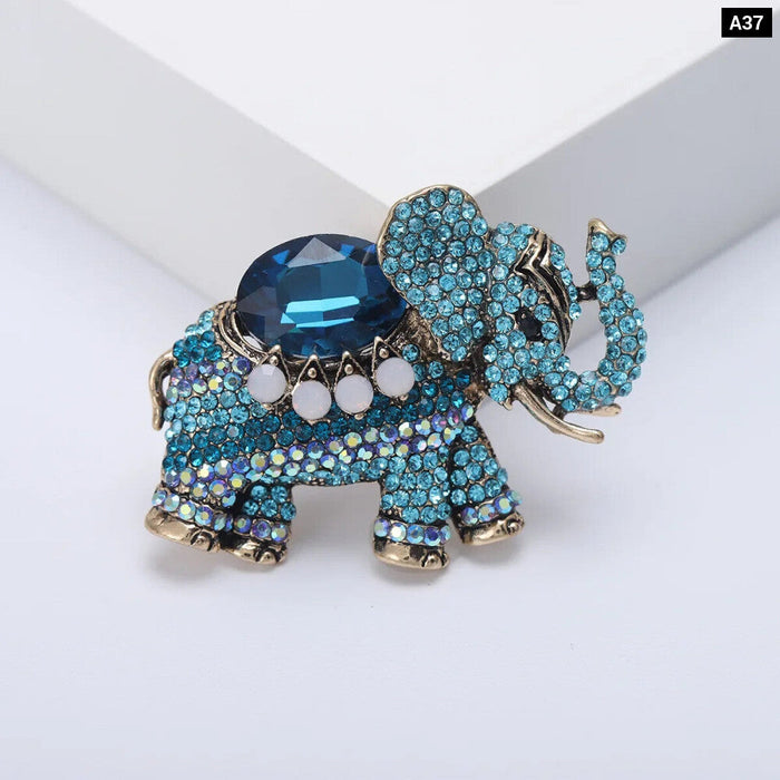 Elephant Brooch 4 Colours Rhinestone Animal Badge For Women Luxury Jewelry Accessory For Party Or Office Clothing