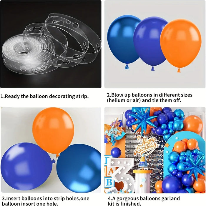 130Pcs Blue Orange Balloon Arch Set Suitable For Outer Space Theme Birthday Party Graduation Decoration Daily Decoration
